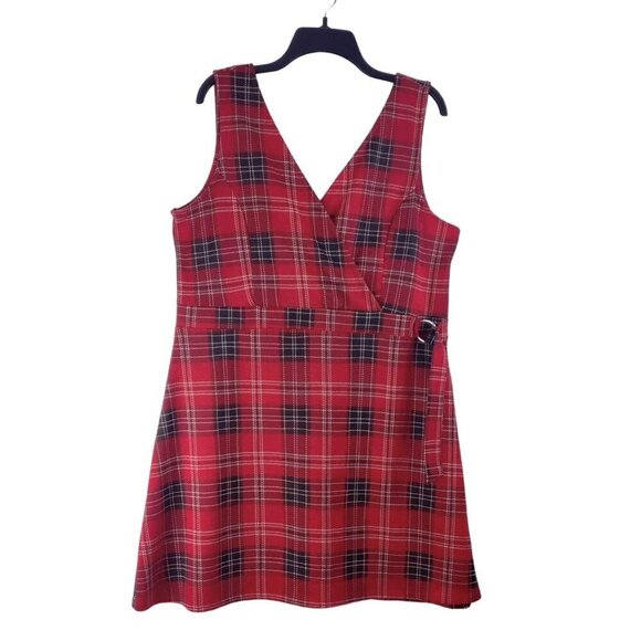 Plaid Jumper Dress by Airzona Jean Co Red Black White High Waist Scottish Knit - Picture 1 of 11